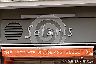 Solaris logo and text sign front of store global seller of sunglasses shop retail Editorial Stock Photo