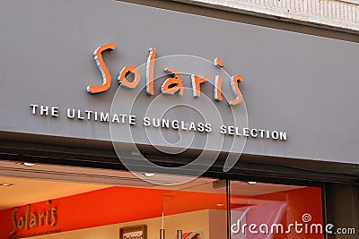Solaris sign logo and text brand front of facade store fashion clothes boutique Editorial Stock Photo