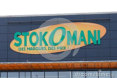 Stokomani logo brand and text sign on shop facade market store low coast in France Editorial Stock Photo