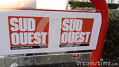 Sud Ouest logo brand and text sign of French newspaper regional daily paper in france Editorial Stock Photo