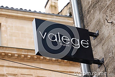 Bordeaux , Aquitaine / France - 06 14 2020 : valege logo shop sign of store group distribution for women lingerie and underwear Editorial Stock Photo