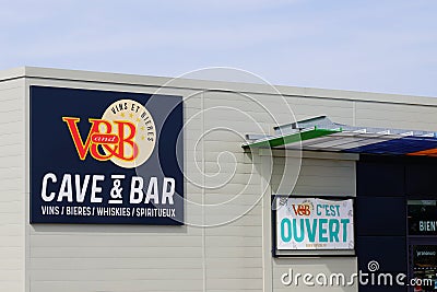 Vandb cave and bar sign text with letters logo brand of v&b v and b shop wine beer Editorial Stock Photo