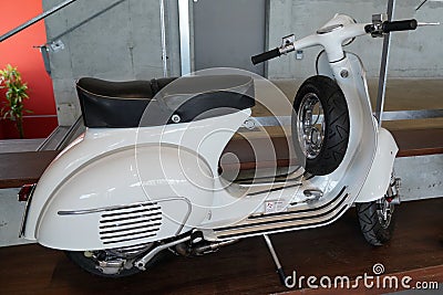 Vespa Italian ancient restored scooter manufactured by Piaggio Editorial Stock Photo