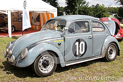 Vw beetle ancient retro bug Volkswagen beetle vintage car racing vehicle with marchal Editorial Stock Photo