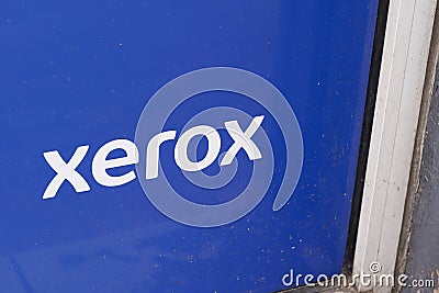 Xerox logo sign of American global corporation in office printers and scanner copiers Editorial Stock Photo