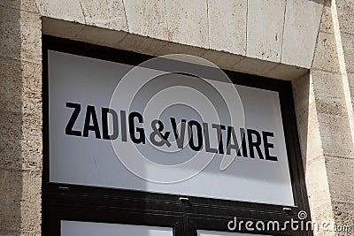 Zadig & Voltaire logo brand and text sign front facade luxury fashion clothing perfume Editorial Stock Photo