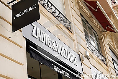 Zadig & Voltaire logo and text sign front of luxury fashion entrance store Editorial Stock Photo