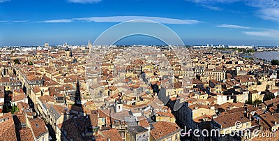 Bordeaux city panorama from St Michel tower Stock Photo