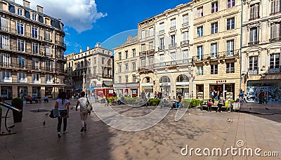 BORDEAUX, FRANCE - APRIL 4, 2011: French people walking at streets of old city Editorial Stock Photo