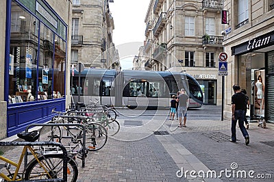 Tramway in Bordeaux Editorial Stock Photo