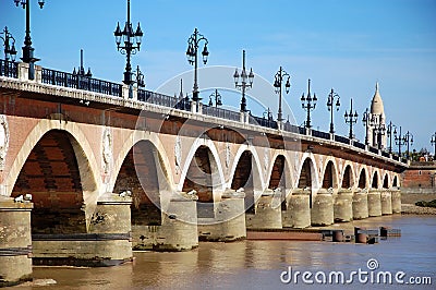 Bordeaux, France; The Stone Bridge Stock Photo