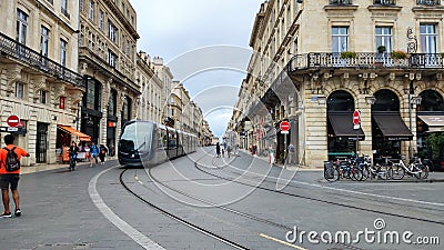 Bordeaux - France, tourist city, old streets, beautiful architecture, river Gatona, boats, nature and much more. Editorial Stock Photo