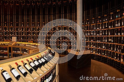 Bordeaux Nouvelle Aquitaine / France - 03 28 2019 : Cite du vin interior bottle shop into wine museum Editorial Stock Photo