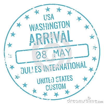 Border arrival stamp. World air travel sign Vector Illustration