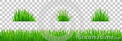 Border and bunch of green grass on spring lawn Vector Illustration