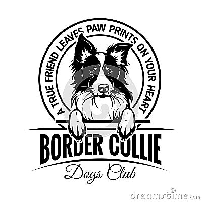 Border collie - badge, sticker, label, emblem. Element of design. Vector Illustration