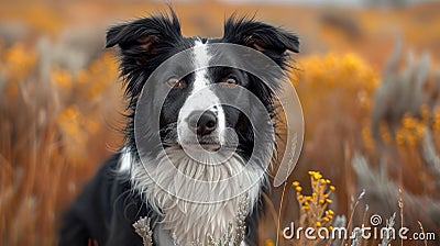 A Border Collie, intelligently herding sheep or cattle across expansive fields, assisting farmers and ranchers Stock Photo