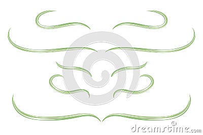 Border of curls of green blades of grass isolated object on a white background Vector Illustration