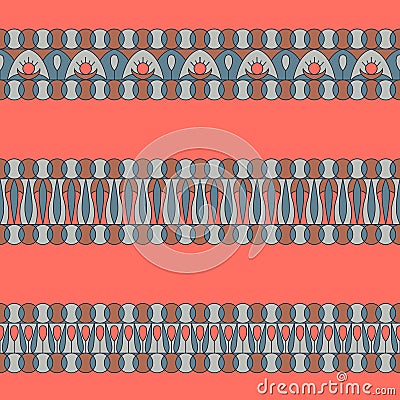 Border decoration elements patterns. Set of horizontal ornaments made in fashionable colors of 2019 Cartoon Illustration