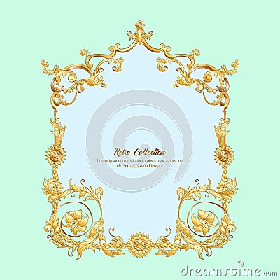 Border, frame, label In baroque, rococo, Vector Illustration