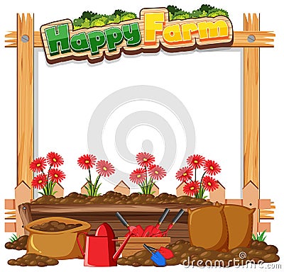 Border frame template with gardening theme background Vector Illustration