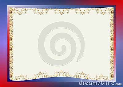 Template of gift or wedding card with gold decorations. Stock Photo