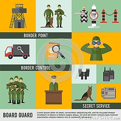 Border Guard Icon Flat Vector Illustration