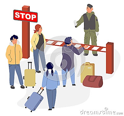 Border guard prohibiting crossing road vector illustration Vector Illustration