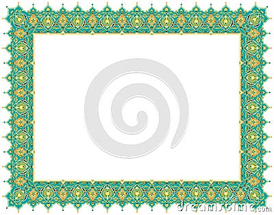 Floral Art Ornament Border in Green colour Vector Illustration