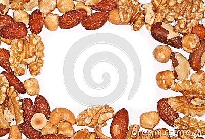 Border of Mixed Nuts Stock Photo