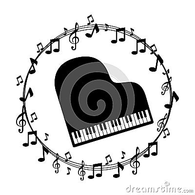 Border musical notes with piano Vector Illustration