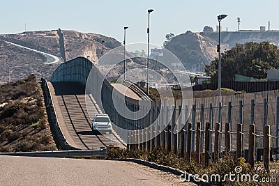 Border Patrol Vehicle Patrolling San Diego-Tijuana Border Stock Photo