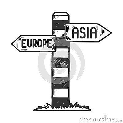 Border pillar europe asia sketch engraving vector Vector Illustration
