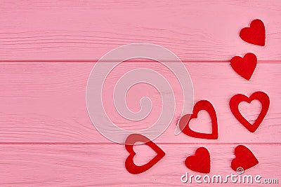 Border from red paper hearts. Stock Photo