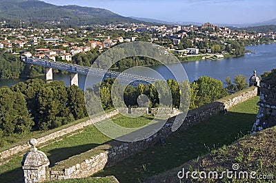 Border river, bridge, between Portugal and Spain Stock Photo