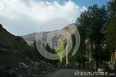 Border river Panj River in Wakhan valley with Tajikistan and AfghanistanÃ¯Â¼Å’Road trip on Pamir highway,Taji Stock Photo