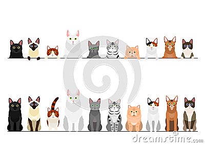 Border set of various cats Vector Illustration