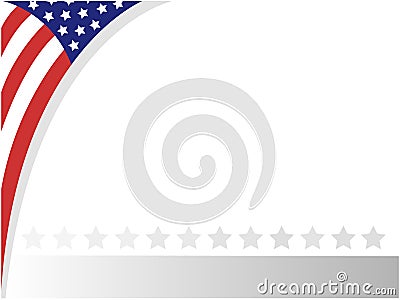 American abstract flag patriotic corner wave frame. Vector Illustration