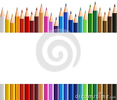 Border template with colorful pencils Vector Illustration