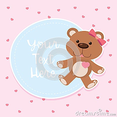 Border template with cute teddybear Vector Illustration