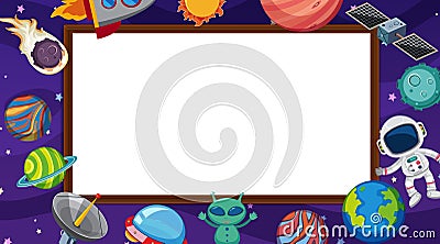 Border template with space theme in background Vector Illustration