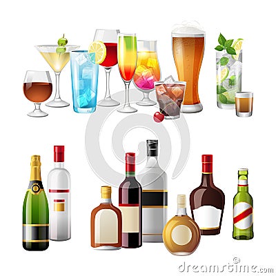 Borders with alcohol drinks Vector Illustration