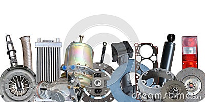 Borders of car parts isolated Stock Photo