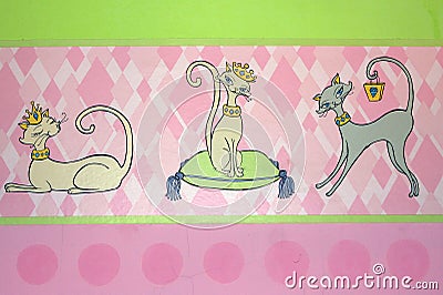 Bordure with fancy cats Stock Photo