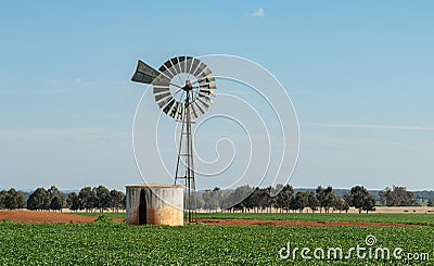 Bore water windmill pump in rural Australia Stock Photo