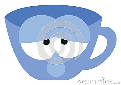 Bored blue coffee cup, icon Vector Illustration