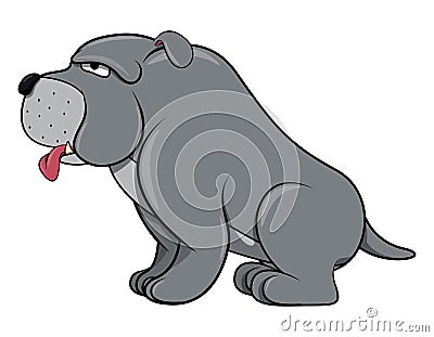 Bored Bulldog Sitting Cartoon Color Illustration Vector Illustration