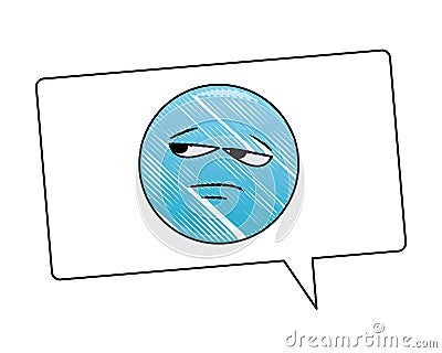 Bored emoticon in bubble scribble Vector Illustration