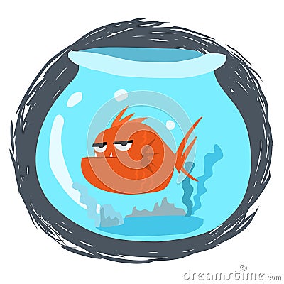 Bored fish in jar Vector Illustration