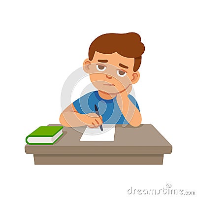 Bored kid at school Vector Illustration